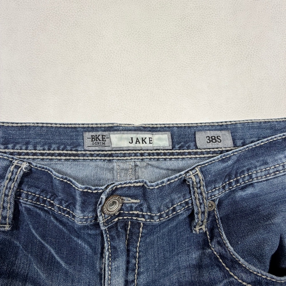 BKE Jake Mens Straight Leg Jeans Blue Medium Wash Stretch Denim 38S 38x28 - Picture 2 of 13